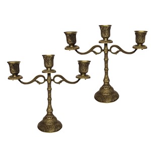 2 Pcs Candelabra Candle Holder Desktop Centerpiece 3 Arms Home
