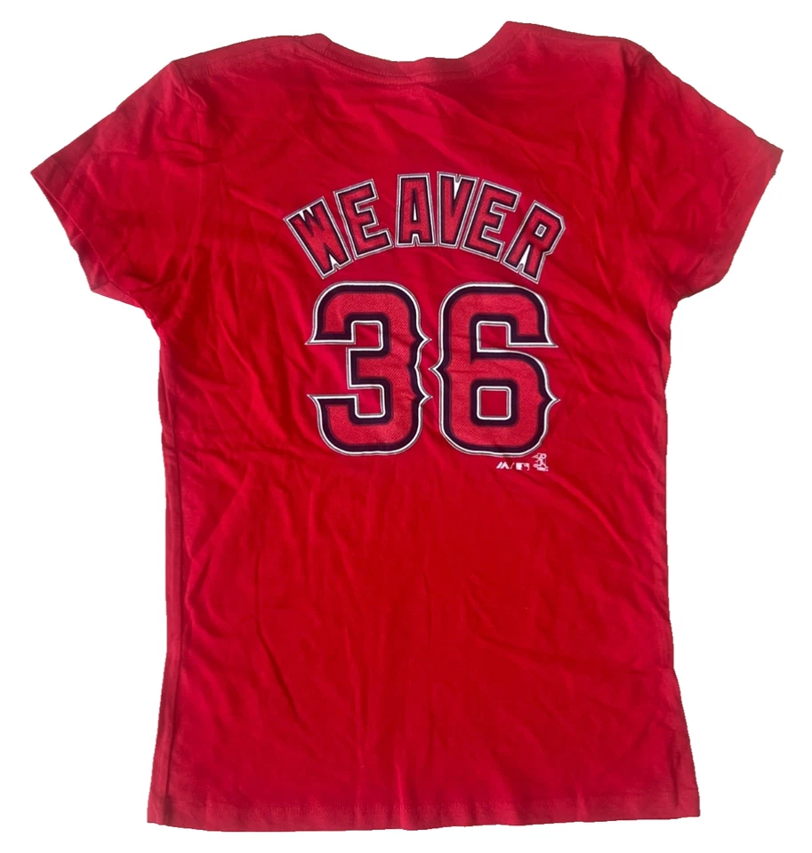 Anaheim Angels Red Shirt Womens Medium Weaver 36 MLB Baseball - Image 2 of 4