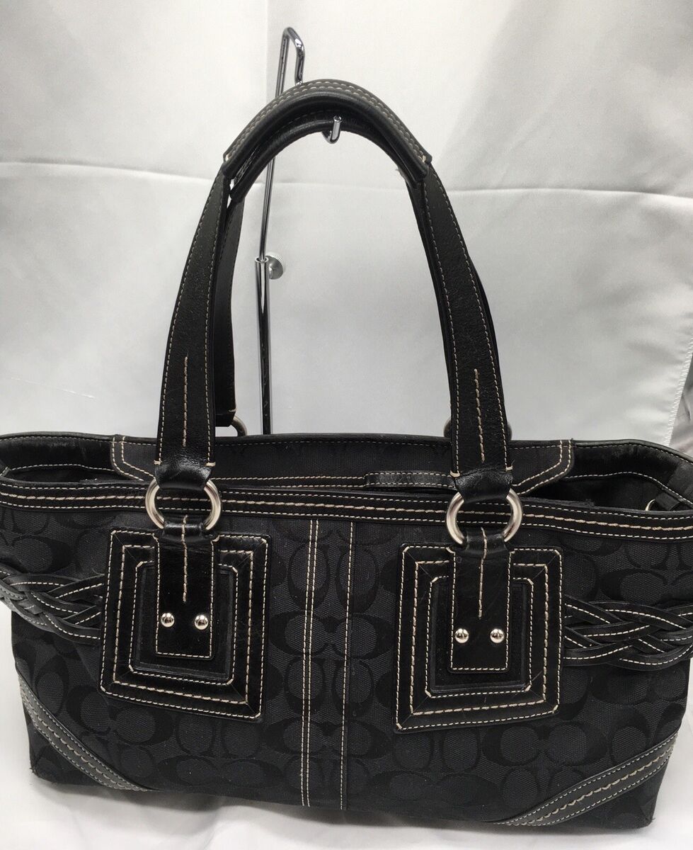 THE GARMENT 21179050 関税送料込 COACH Signature Soho Handbag Satchel Braided Leather Trim