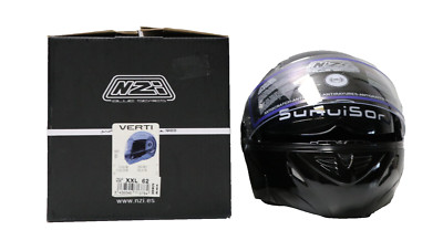 NZI Verti Motorradhelm,3D-Visier. Integrierte Sonnenblende,Schwarz,Größe:XXL/62