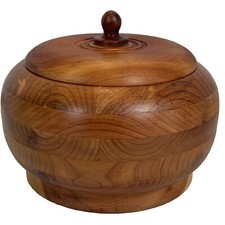 Handmade Wood Bowl Polished Lathe Turned Wood Beautiful Decorative Piece Urn