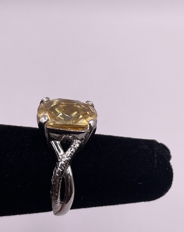 Sterling Silver Elegant Square Large Citrine Ring… - image 8