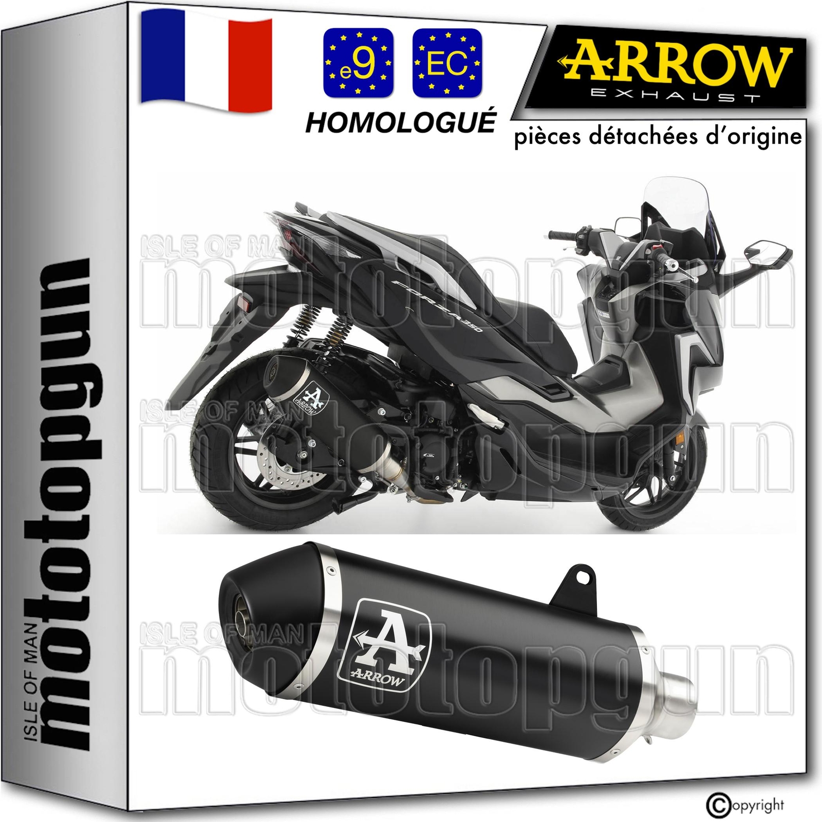 Pot echappement noir Arrow Urban pour Honda Forza 350 homologue 2023