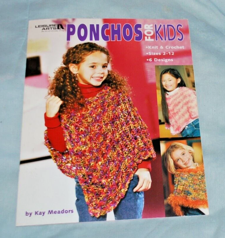 (NEW) Leisure Arts PONCHOS For KIDS Knit & Crochet #3981 (2005 PB) Kay Meadors - Image 2 of 4