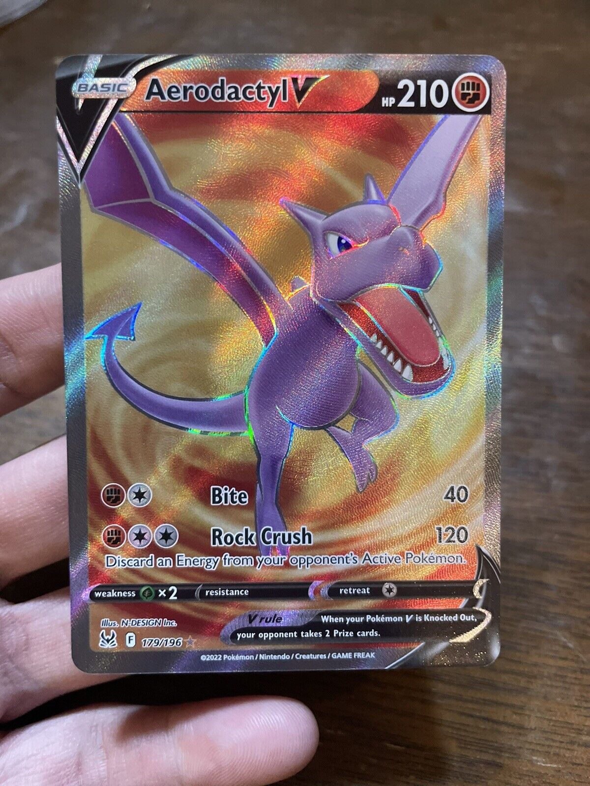 Aerodactyl V Full Art Ultra Rare Textured Pokémon Card Lost Origin Sun  Sword