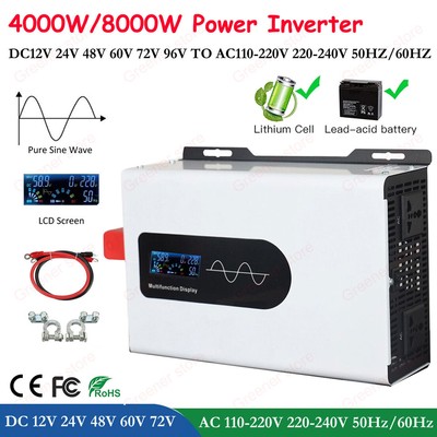 Onduleur Sinusoïdal Pur 4000W-8000W - Convertisseur 12V/24V/48V/60V/72V Vers 230V