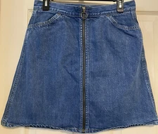 Levi's Jeans Premium Orange Tab Denim A-line Mini Skirt COTTON Front zipper 29