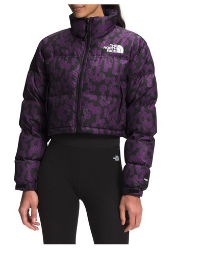 The North Face Women's Printed Nuptse Short Jacket in Purple | Size M | NF0A5IXT-29J