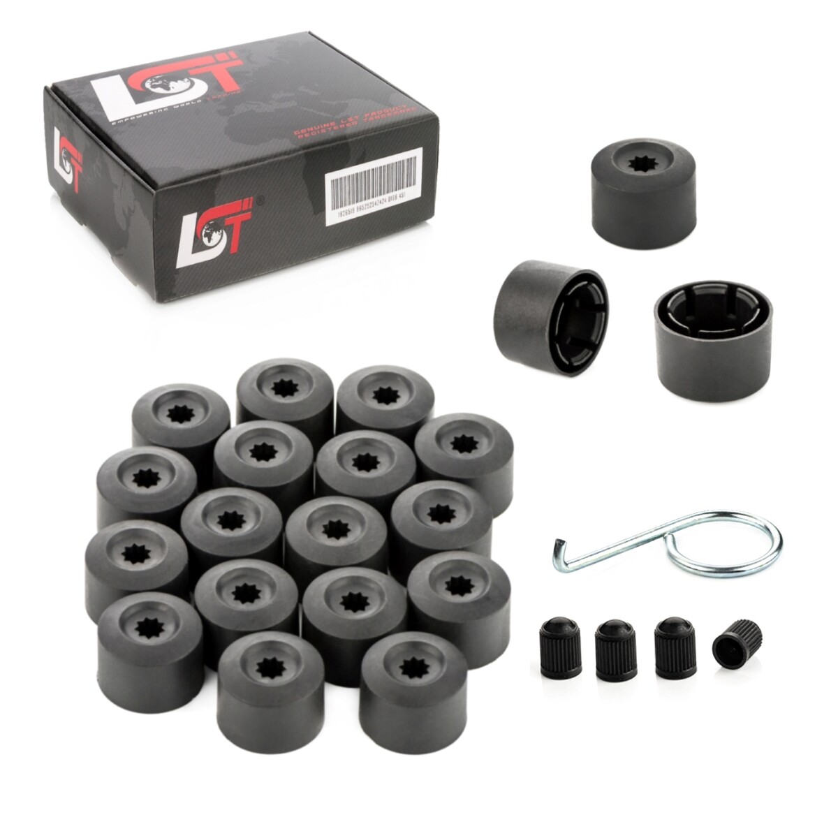 20X Wheel Bolt Caps Security Screws Black 17Mm For VW Lupo Passat
