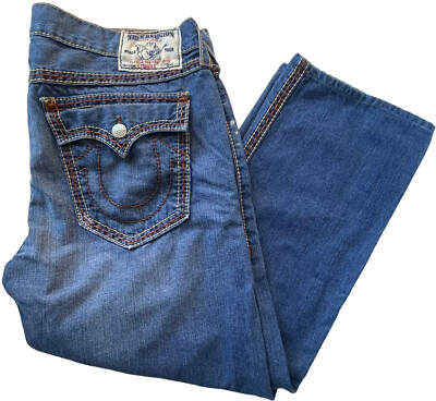 True Religion Jeans Mens 40x28 Blue Straight Flap Pocket
