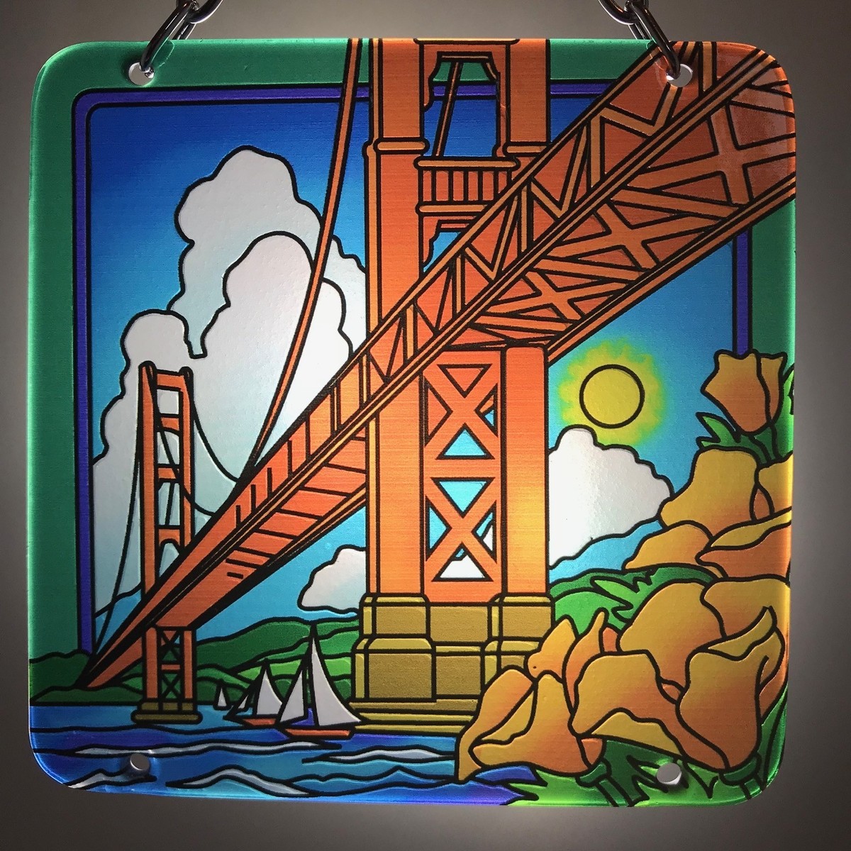 Joan Baker サンキャッチャー JOAN BAKER Designs Hummingbird and Flowers Hand Painted