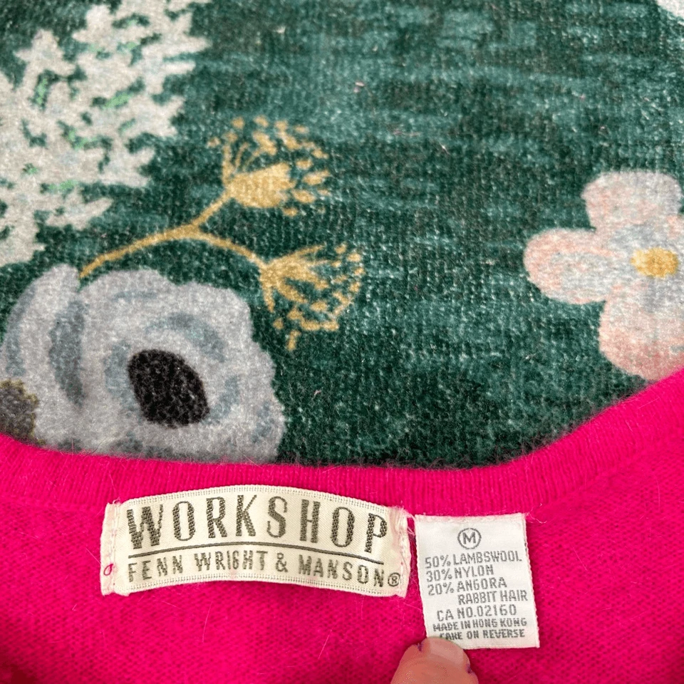 Mujer Lana de Cordero Manga Corta Tejido Suéter Top Lo último Fucsia Rosa Blusa De Colección M Foto 4 de 4