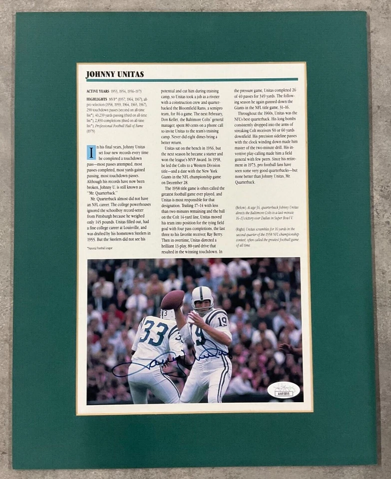 Johnny Unitas Signed Magazine Page JSA Certified w/COA HOF Baltimore Colts QB! - Image 2 of 4