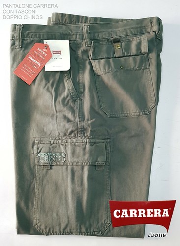 PANTALONE CON TASCONI CARRERA DOPPIO CHINOS VERDE Misura 56 | eBay