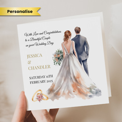 Personalisierte Hochzeitstagskarte Braut Bräutigam Sohn Tochter schöne Hochzeitsbotschaft