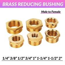 BSP Reducing Bush Hexagon Fitting Thread Reducer Brass Male/Female Various Sizes