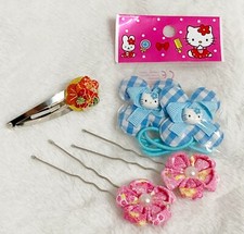Sanrio, Hello Kitty Blue Flower Hair Bands and 3 Unbranded Fabric Hair Pins