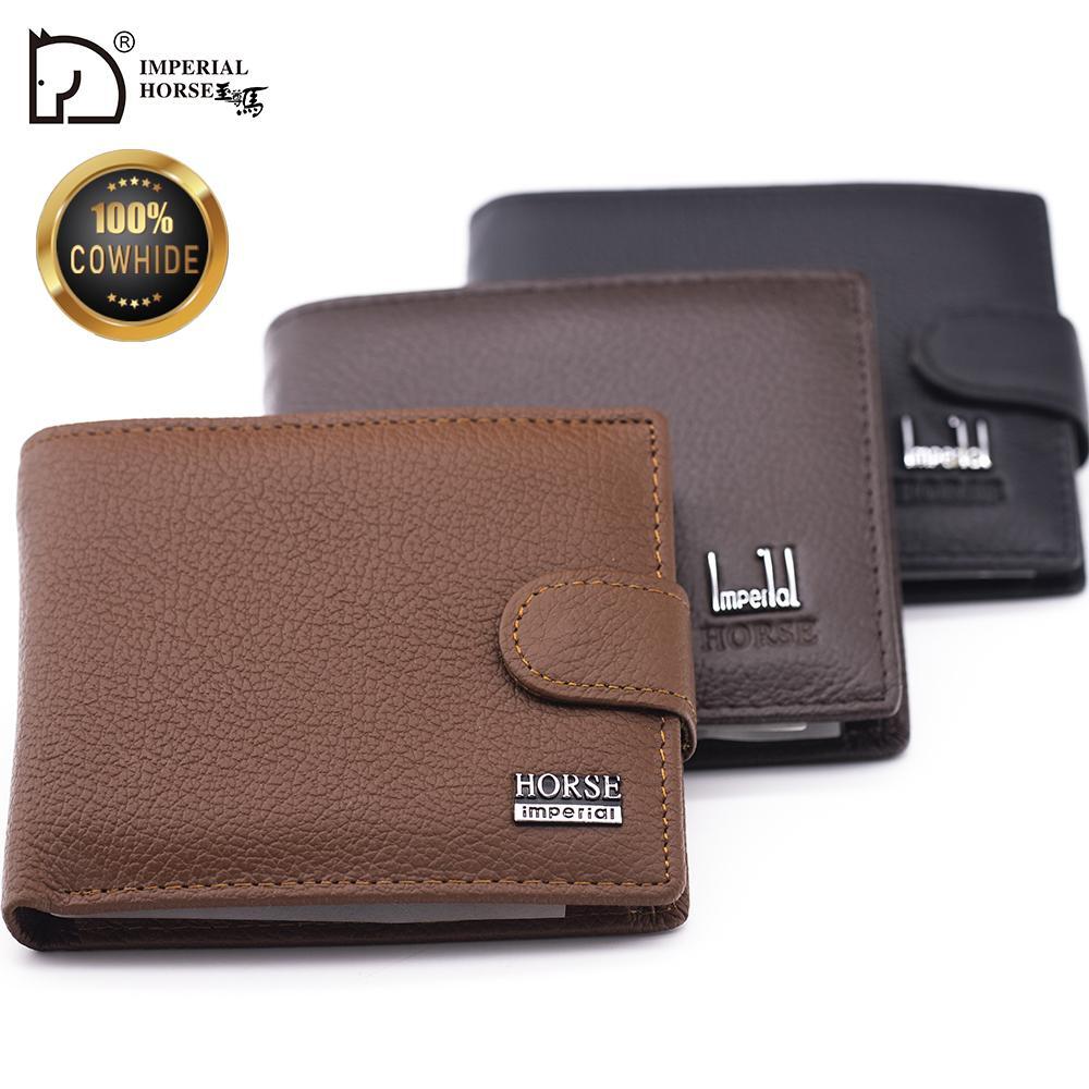 Slim Modern Leather Wallet for Men with Button and Card Holder in Solid Colors  