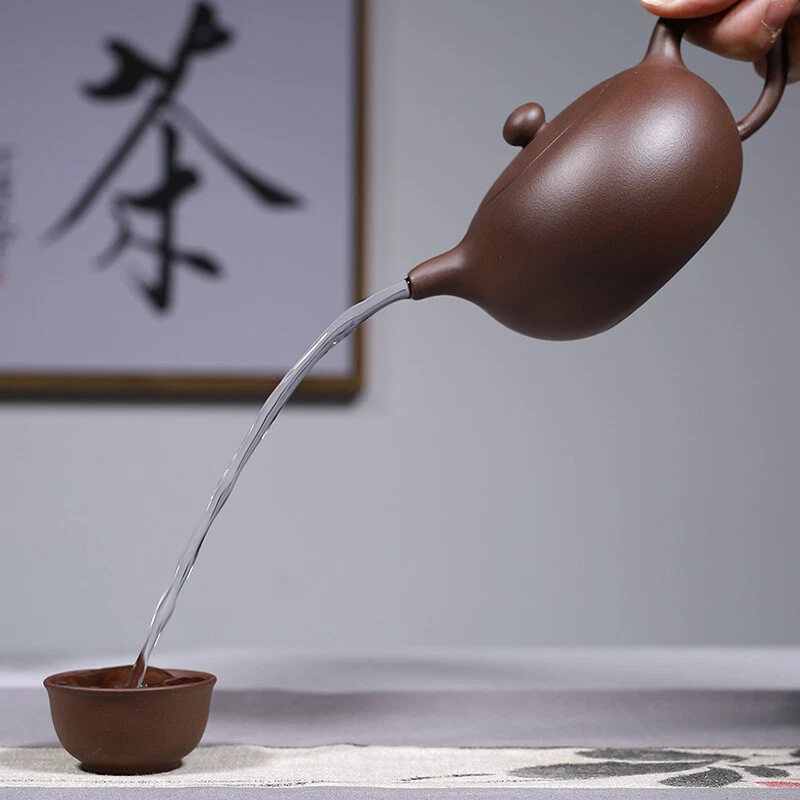 Authentic Yixing Zisha Tea Pot Ball Shaped Infuser Holes Marked Purple Grit Pot - Image 3 of 4