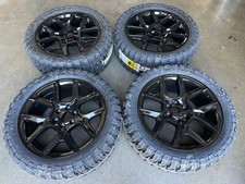 22 Fr76 Dodge Ram 1500 Black Wheels With 33 Mud Mt Tires 6lug 6x139.7 Tpms