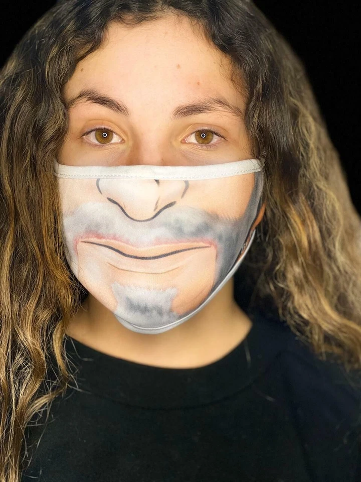 Máscara facial reutilizable divertida barba hombres mayores hombre piel realista look cuenta Dooku luz Foto 4 de 4