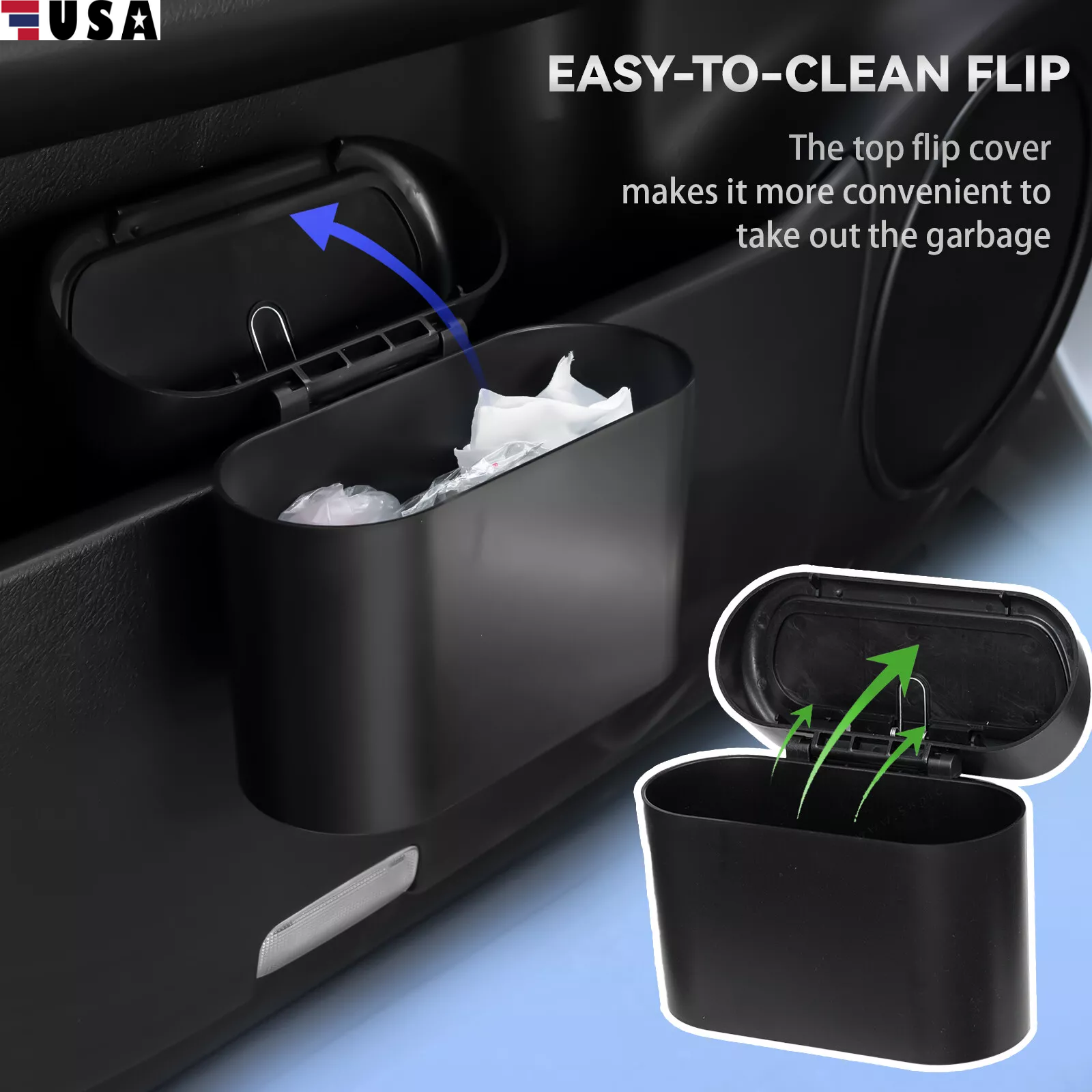 Cubo de basura para automóvil colgante vehículo estuche de basura tipo caja de almacenamiento cubo de basura EE. UU.