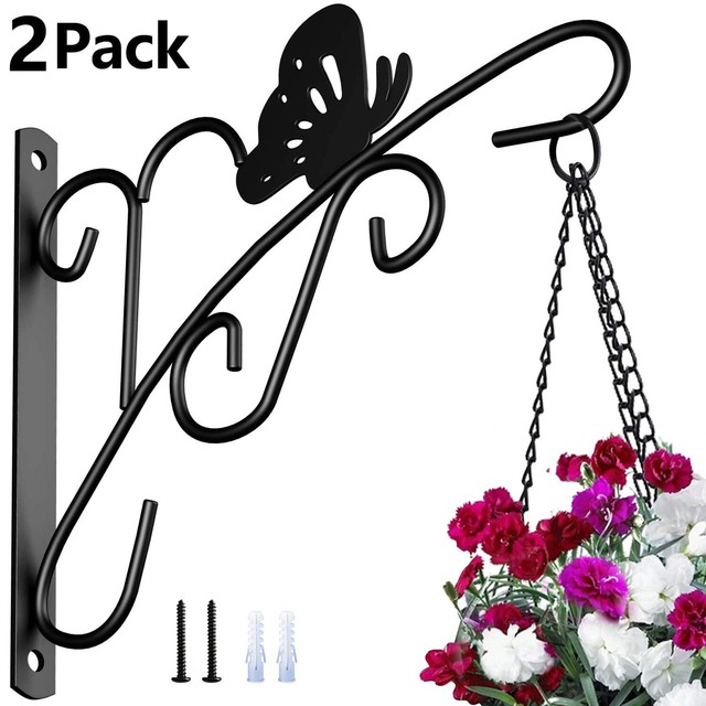 Metal Hanging Plant Bracket Flower Pot 2PCS Wall Mount Planter Hook Plant Hanger eBay