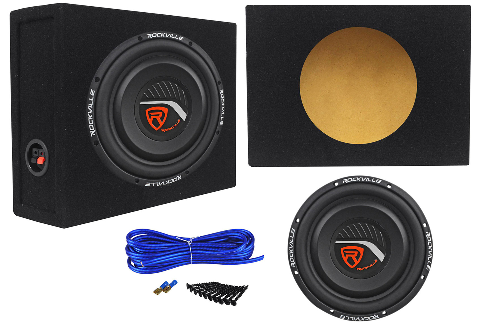 Автомобильный сабвуфер Rockville W10T4-S2 10 с неглубоким креплением мощностью 1200 Вт 2 Ом Герметичный корпус 15290₽