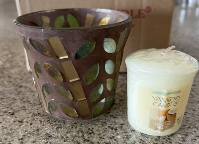 NEW Yankee Candle  Votive OUR CHOICE & CANDLE MOSAIC LEAVES GLASS HOLDER BURNER