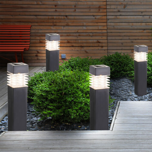 Außen Solarleuchte Gartenlampe grau LED Wegeleuchte Terrassenleuchte 4er Set - Bild 5 von 12
