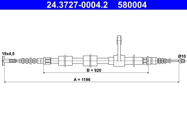 ATE Seilzug, Feststellbremse 24.3727-0004.2 FüR Alfa Romeo-image