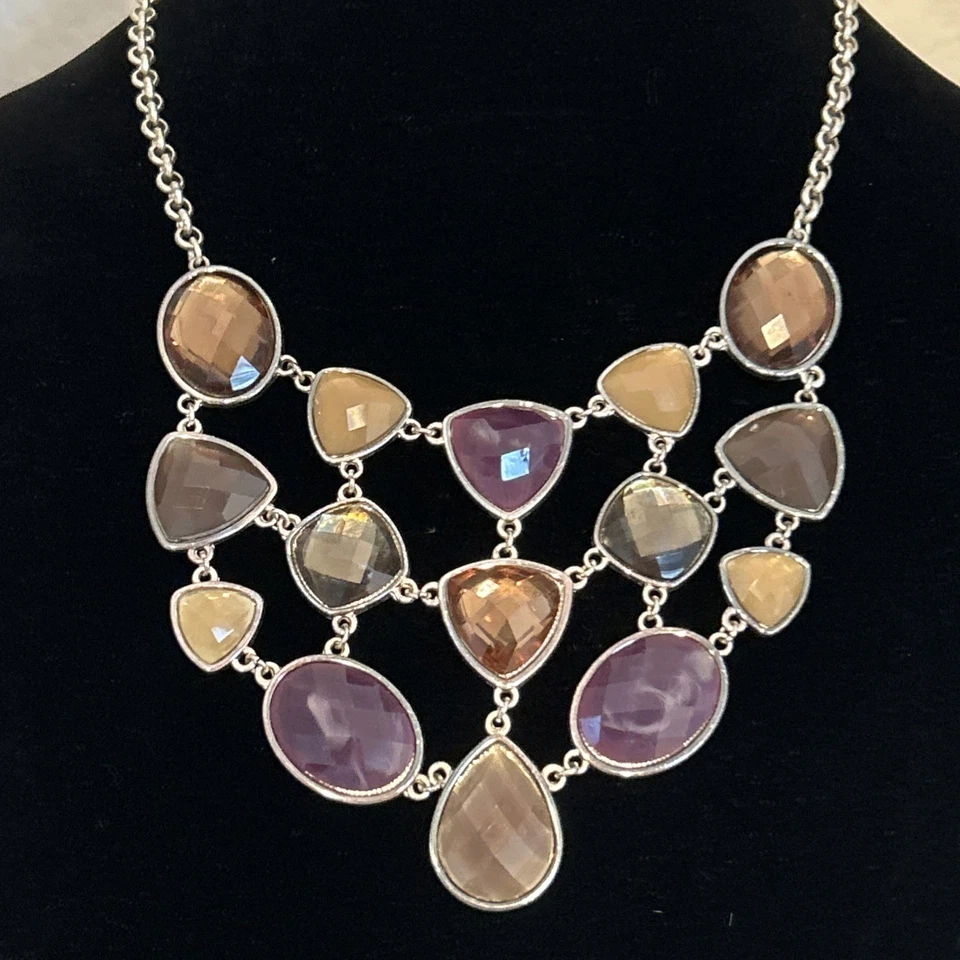 项链和耳环套装 复古银色 11 英寸链条 — 第 2/4 张图片