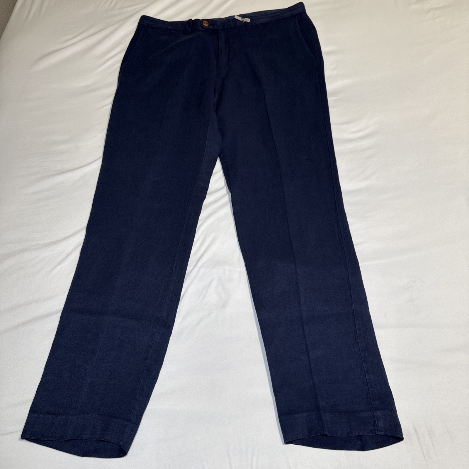 Tommy Bahama Pants Mens 34x32 Navy Blue Lyocell Linen Relaxed Chino Trousers EUC