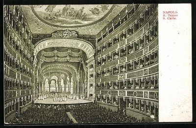 Künstler-AK Napoli, R. Teatro S. Carlo 