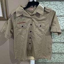 Boy Scout UNIFORM SHIRT Women  s Ladies Blouse XL Tan Short Sleeve D64