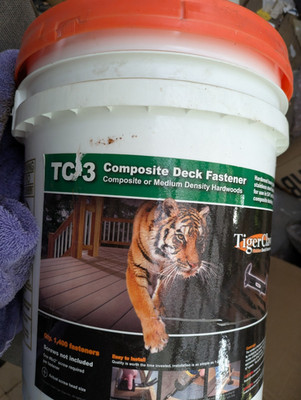 Tiger Claw TC-3 Hidden Deck Fasteners  1,400 Piece Bulk Pail Sealed