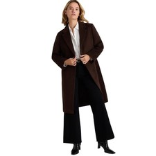 New Quince Medium Wool Cashmere Single Breasted Wool Coat Dark Chocolate $200