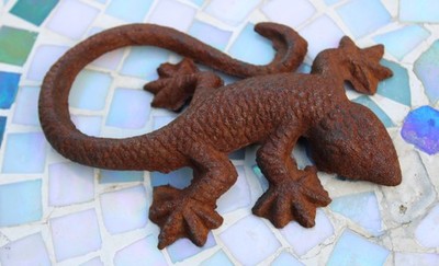 Eidechse Gusseisen Salamander Gartendeko 15cm Salamander Gecko Landhaus Vintage