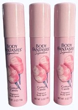 Body Fantasies 3-Pack Cotton Candy Body Spray Signature 0.5 oz Purse Size New