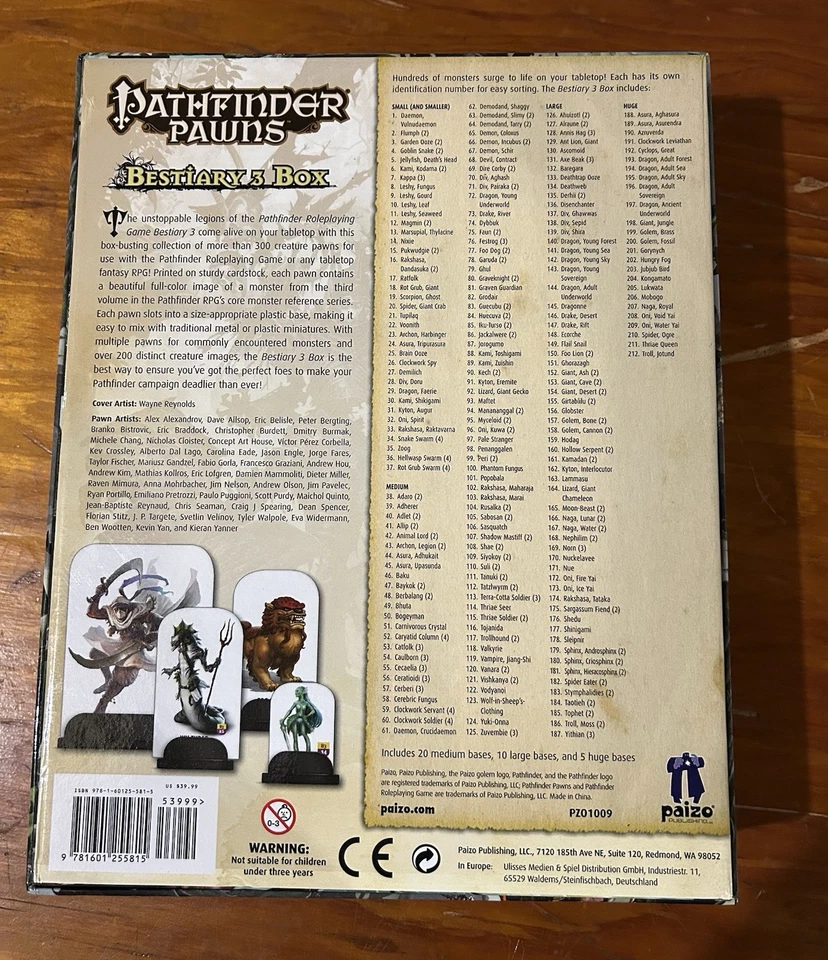 Pathfinder Pedoni Bestiario Box 3 FUORI STAMPATO Completo Non Forato - Immagine 2 di 4