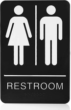 Self-Stick ADA Braille Unisex Restroom Signs for Woman and Man or Bathroom door