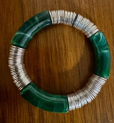 Allie+Bess 10mm Green and Silver Zo Bracelet