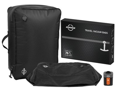 Ayovoch Vacuum Storage Bags with Wireless Pump 35L, 180° Open Zipper, IP68
