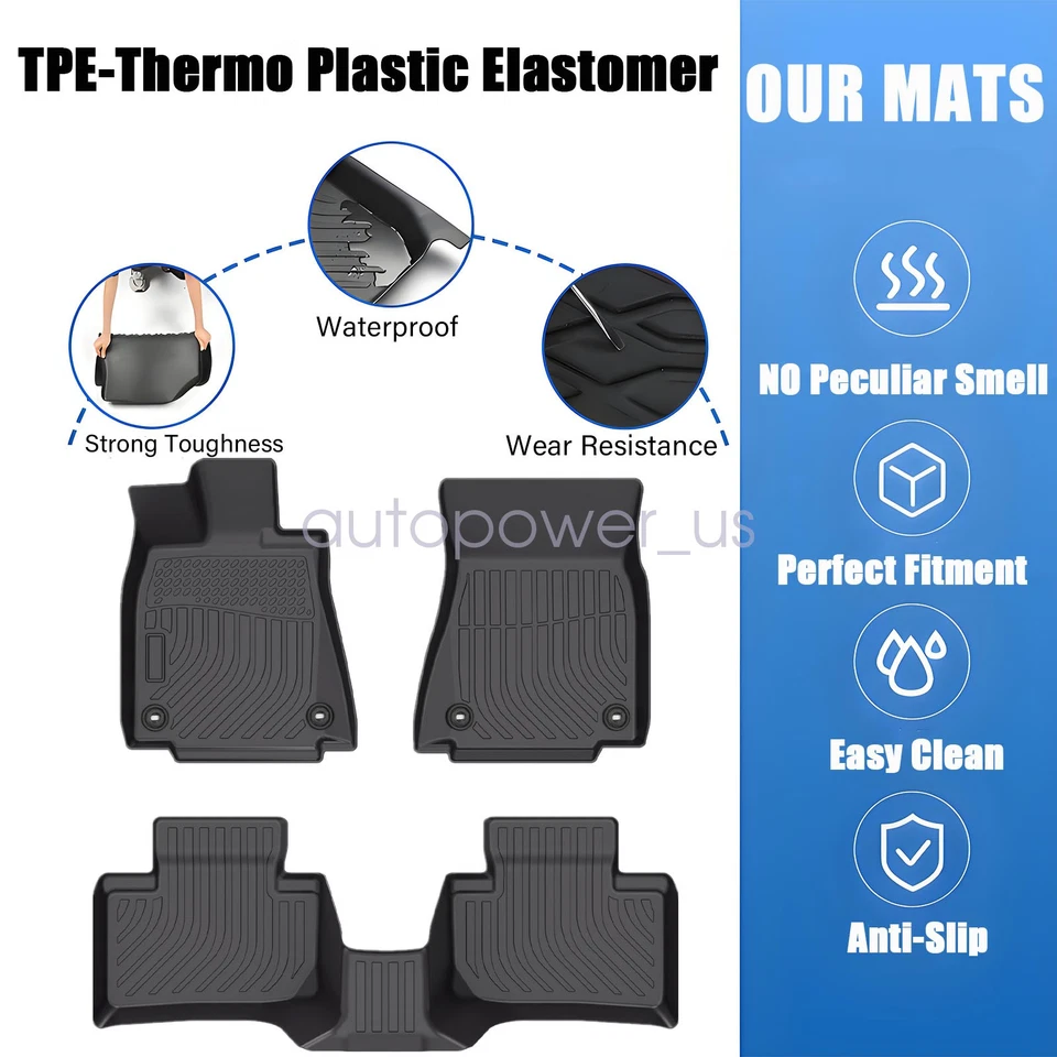 For 2015-2024 Lexus IS200t/IS250/IS300 RWD TPE All-Weather 3D Floor Mats Liners - Image 3 of 4