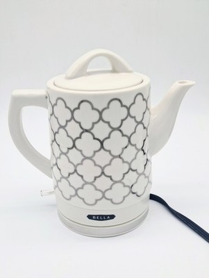 BELLA Electric Ceramic 1.5 L Tea Kettle Model KK-2030 White/Silver 