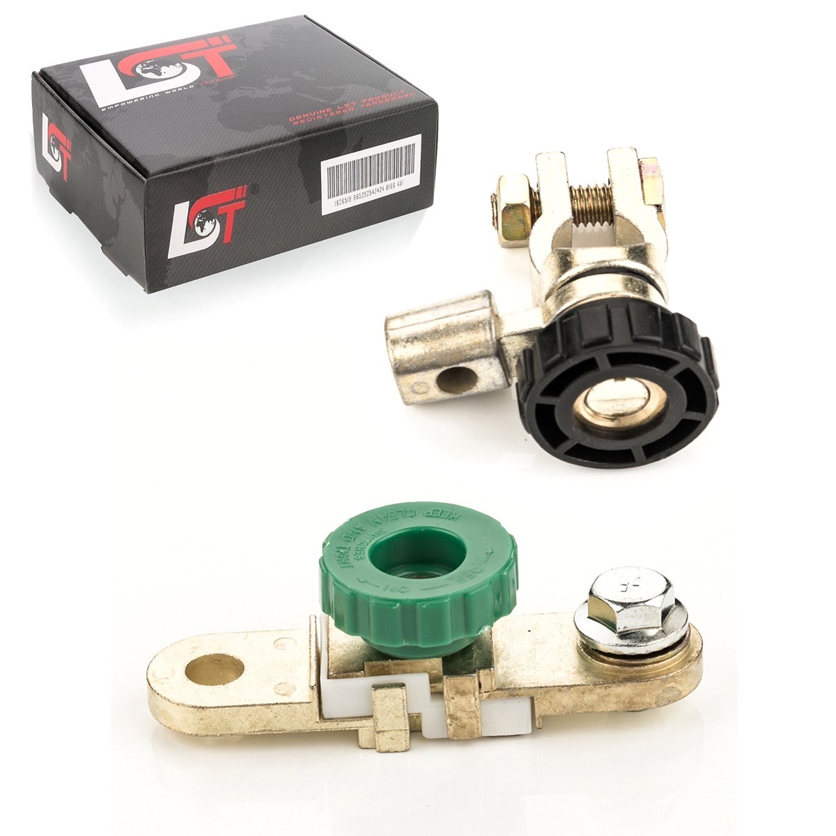 2x Car Battery Disconnect Switch Isolator with Round Knob Green Black for VOLVO
