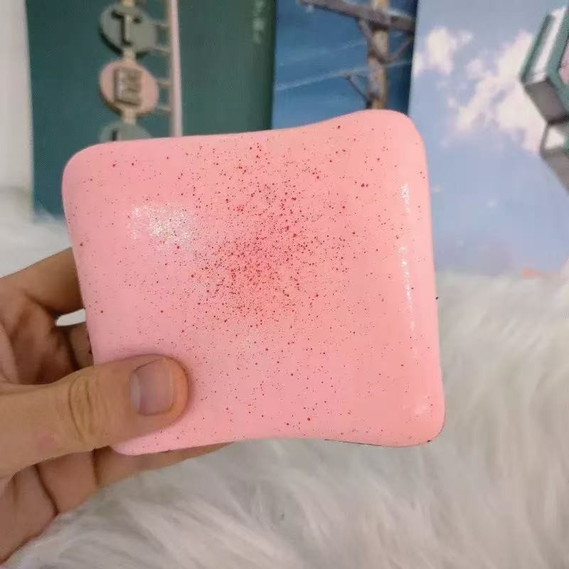 Pink Speckled Square Bread Squishy Super Soft Slow Rising Stress Relief Squeeze