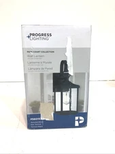 Progress Lighting Park Court 1-Light 15 in. Textured Black Outdoor Wall Lantern