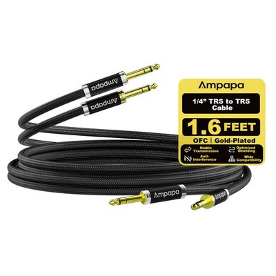 2PC 1/4 Inch TRS Cable HiFi Audio Balanced 6.35mm Cable OFC for Ampapa D1/Q1