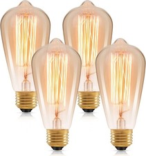 60 Watt Incandescent Edison Light Bulbs, Vintage Dimmable E26 Bulbs 2200K ST64